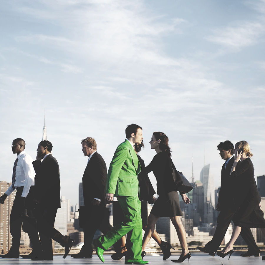 Business People Contrarian Opposite Concept