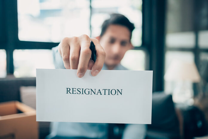 Businessman Sending And Showing Resignation Letter To Employer B