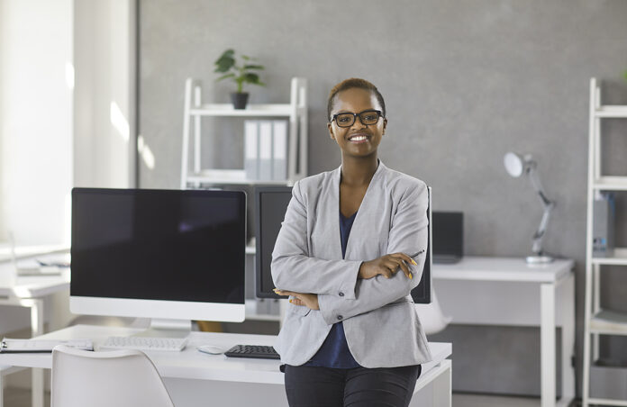 Portrait Of Happy Young African American Businesswoman Standing