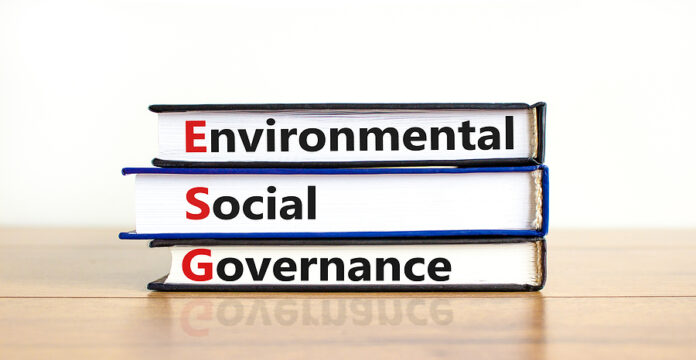 Esg Environmental Social Governance Symbol. Books With Words Esg