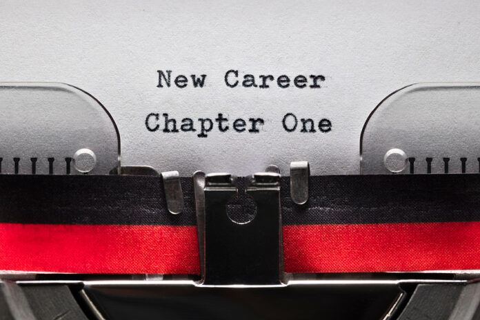 New career chapter one on typewriter concept for new job, fresh