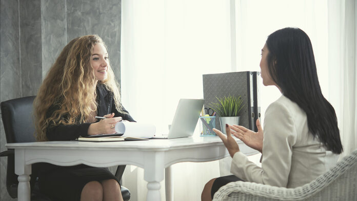 Young Business Woman Applicant And Human Resources His Conversat