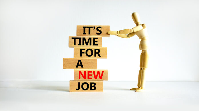It Is Time For A New Job Symbol. Wooden Blocks With Words It Is