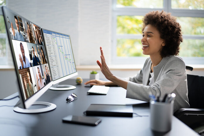 African Woman Video Conference Business Call On Computer Screen