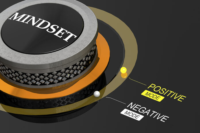 Turn The Knob To Positive Mode Mindset, 3d Rendering