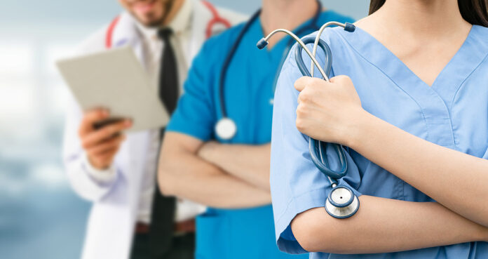 Healthcare People Group. Professional Doctor Working In Hospital