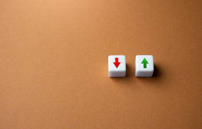 Increase And Decrease. Arrows Up And Down. Rise And Fall. Above