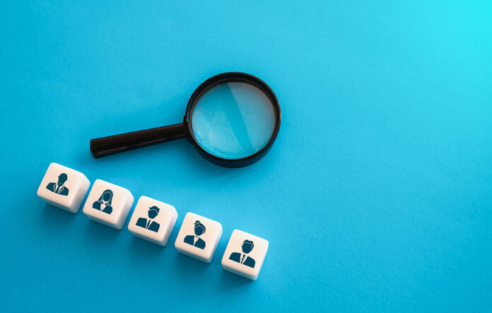 Magnifying Glass And Job Candidates. Hr Search For New Employees