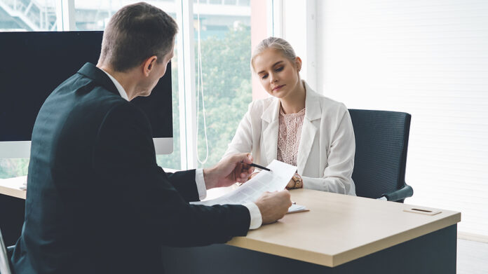 Job Seeker In Job Interview Meeting With Manager And Interviewer